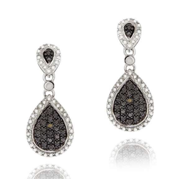 Sterling Silver Champagne Diamond Accent Dangle Earring
