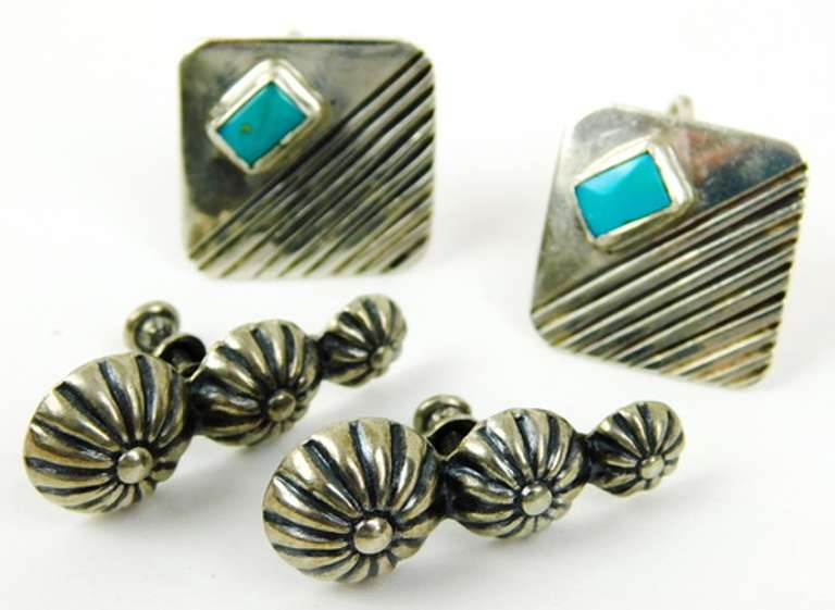 2 Vintage Pairs Sterling Silver Screwback Earrings