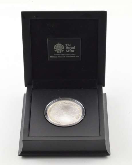 2012 United Kingdom 10 Pounds London Olympic Games 5 Oz Silver - BOX