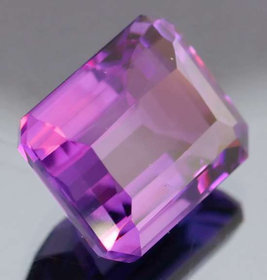 32.47ct emerald cut purple created Amethyst