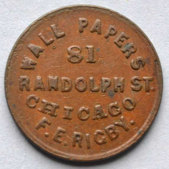 1860 F E Rigby Chicago Illinois Wall Paper Civil War Store Card.