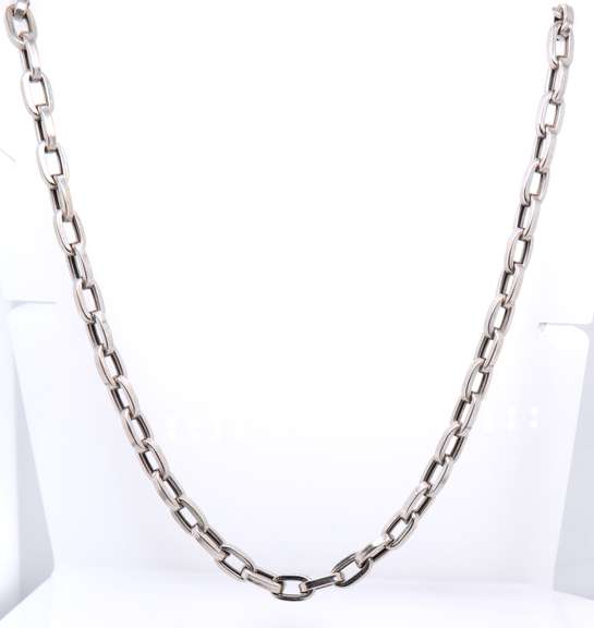 Italian Style White Gold oval Link Chain Necklace