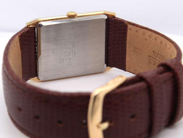 Seiko Rectangular Champagne Dial Quartz Watch