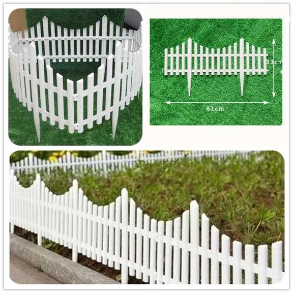 12 White Flexible Plastic Garden Picket Fence