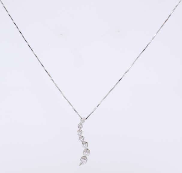Brilliant White Gold Diamond Journey Pendant on Chain