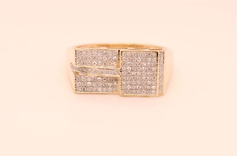 Sleek Men's Pave Diamond Ring In Gold