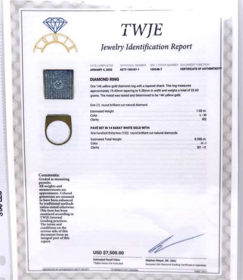 Powerful Yellow Gold 1ct Round Brilliant Cut Diamond Ring