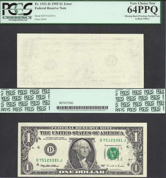 $1 1995 FRN Multiple Errors PCGS Vy Choice New 64 PPQ