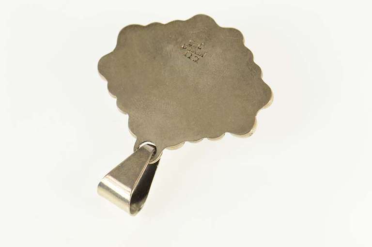 Sterling Silver Oval Blue Lace Agate Scroll Design Statement Pendant