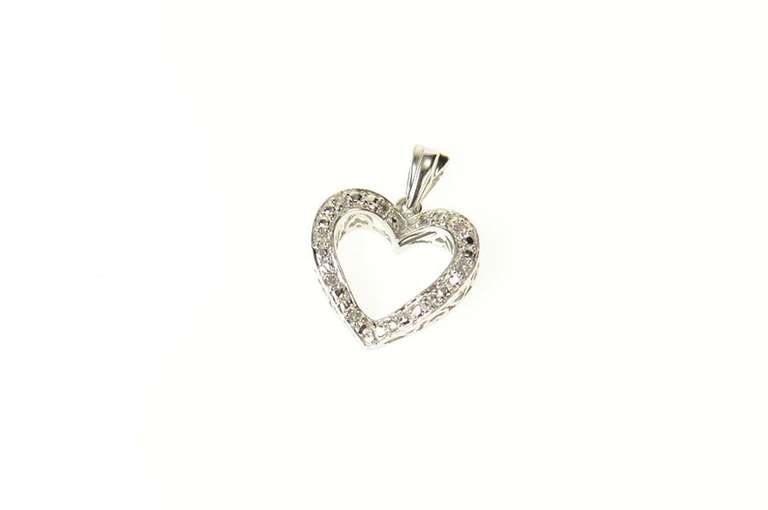 10K White Gold Classic Diamond Heart Love Symbol Pendant