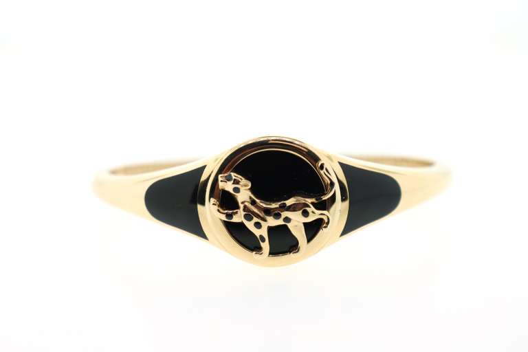 BRAND NEW! Stalking Panther 14k Gold and Onyx Handmade Italian Bangle Bracelet