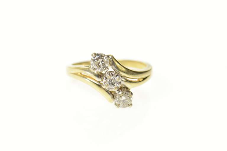 14K Yellow Gold 0.63 Ctw Retro Diamond Bypass Engagement Ring