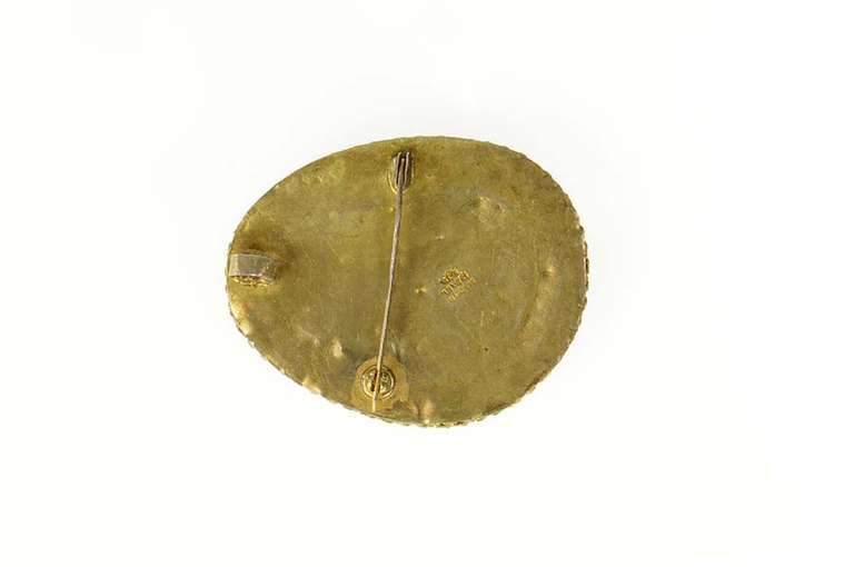 Sterling Silver Ornate Green Apatite Coral Oval Statement Pendant/Pin