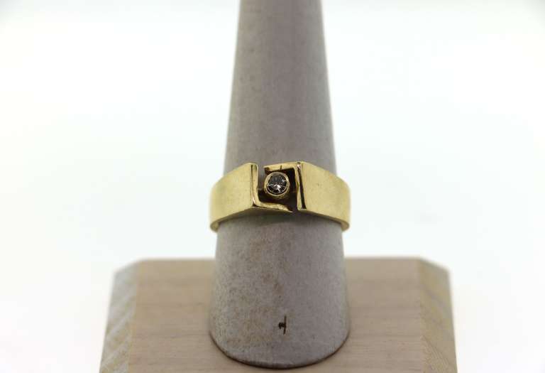 Geometric Solitaire 14k Gold Diamond Ring