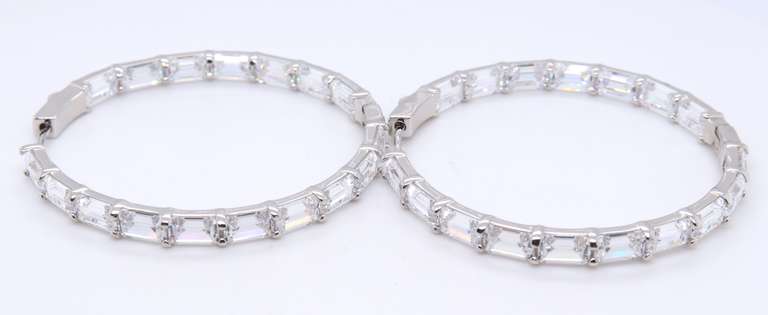 Sterling Silver White Cubic Zirconia Hoop Earrings