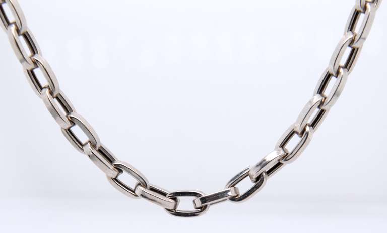 Italian Style White Gold oval Link Chain Necklace