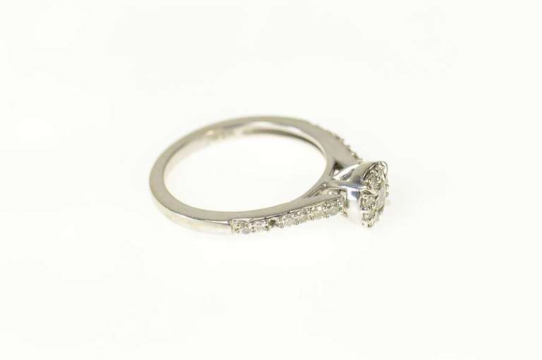 10K White Gold Ctw Diamond Halo Classic Engagement Ring