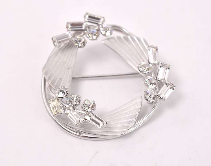 White Crystal Pin in Sterling Silver