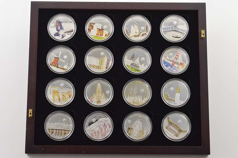 2013-2016 Palau $5 - World Of Wonders - 32 Coin Set - Fancy Box