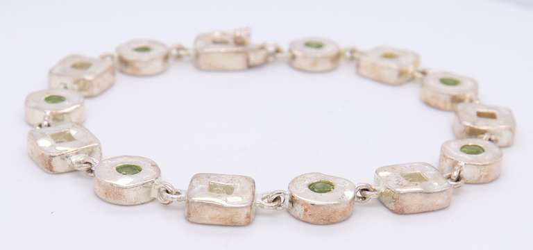 Strerling Silver Round and Square Link Bracelet