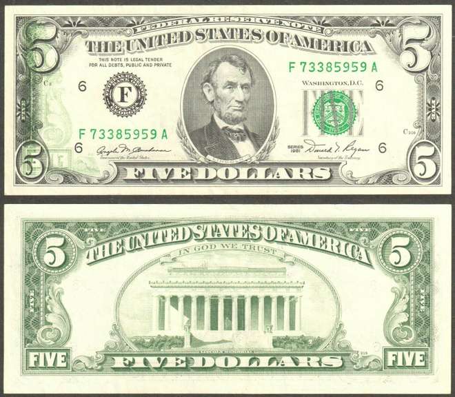 $5 1981 FRN Offset Error Back on Face About Uncirculated