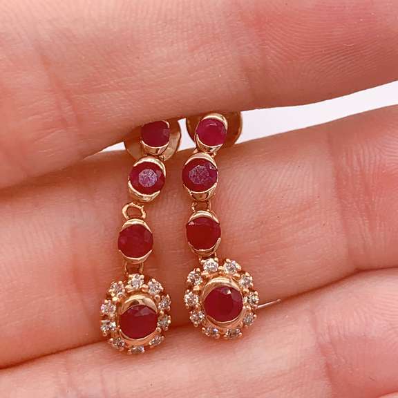 14kt Gold, Ruby, & Diamond Earrings
