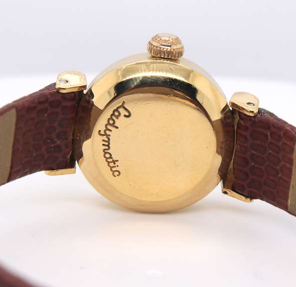 Vintage Omega Ladymatic 18kt Browm Leather Strap Watch