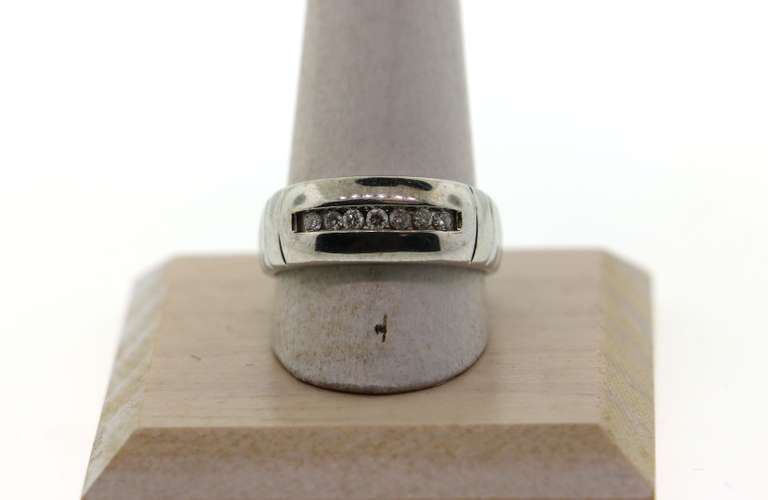 Contemporary 14k White Gold Channel Set Diamond Ring