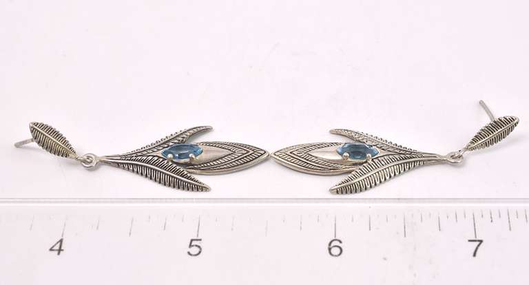 Blue Gemstone Earrings in Sterling Silver