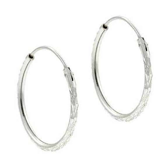 Sterling Silver Etched 20mm Hoop Earrings