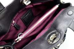 Coach Mia Velvet Optic Black Leather Lurex Carryall