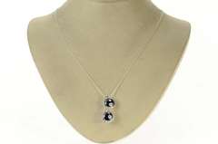 18K White Gold Hematite Diamond Round Sun Glasses Pendant