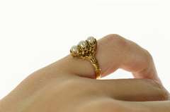 18K Yellow Gold Ornate Victorian Pearl Filigree Engagement Ring