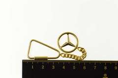 14K Yellow Gold Mercedes Benz Logo Symbol Curb Key Chain