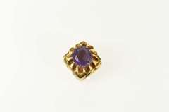 14K Yellow Gold 3D Amethyst Squared Slide Bracelet Charm/Pendant