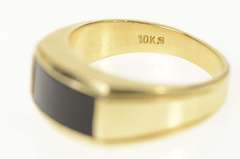 10K Yellow Gold 1960's Squared Black Onyx Men's Statement Ring