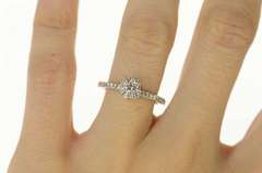 10K White Gold Ctw Diamond Halo Classic Engagement Ring
