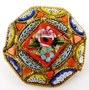 Vintage Italian Micro Mosaic Frame & Pin
