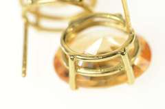 14K Yellow Gold Oval Syn. Champagne Morganite Oval Stud Earrings