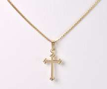 Petite Cross Pendant Necklace in 14K Yellow Gold
