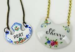 French Porcelain & Enamel Liquor Tags