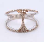 Sterling Silver Open Champaigne Diamond Ring