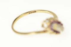 10K Yellow Gold Diamond Ruby Halo Cluster Bypass Statement Ring