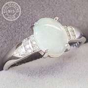 GENUINE ETHIOPIAN OPAL & CREATED WHITE SAPPHIRE 925 STERLING SILVER RING