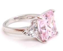 Princess Cut Pink Cubic Zirconia Sterling Silver Ring