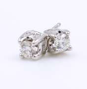 Sparkling White Gold Pave Diamond Stud Earrings