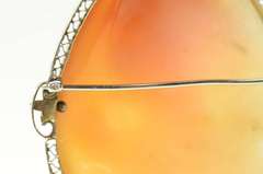 14K Yellow Gold Victorian Carved Lady Ornate Statement Pin/Brooch