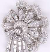 Eyecatching Platinum 14.13ctw Diamond Brooch w Silver Pendant Finding