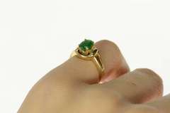 14K Yellow Gold 0.60 Ct Oval Natural Emerald Engagement Ring