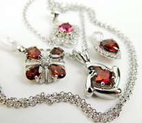 Collection of Sterling Silver Garnet Pendants